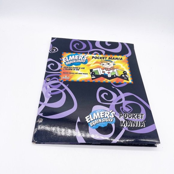Elmer’s Brain Stuff  Vintage 1996 Pocket Mania Gismo Fold Out Folder Crazy Shape - Picture 1 of 12